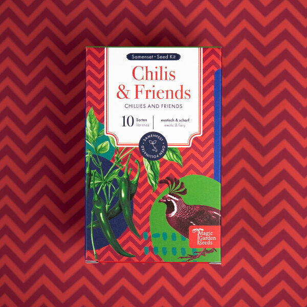 Chilis & Amici - 10 varietà di peperoncino e piante aromatiche ad impollinazione aperta - esotiche e piccanti - set di semi per principianti