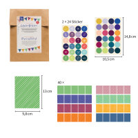 Bustine regalo - Gioco di Colori - 40 sacchetti di carta colorati / sacchetti piatti con 8 diversi motivi