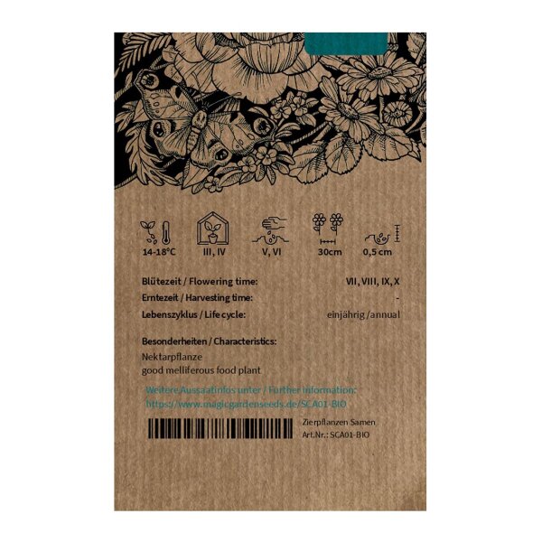 Magic Garden Seeds – Semi Di Scabiosa Atropurpurea (Cabiosi Velluto Viola) – Fiore Estivo Annuale, Alto 80-100 Cm, Amico Delle Api E Delle Farfalle