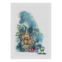 Witch in reading chair - postcard DIN A6